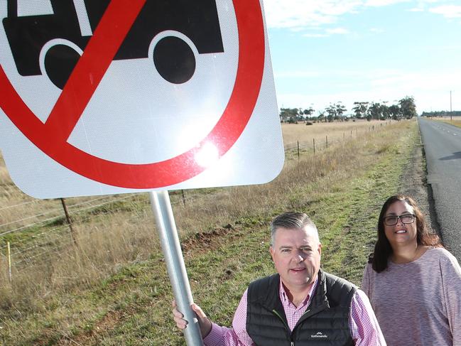 Councillor Anthony Aitken with councillor Kylie Grzybek at Lara. Picture: Alan Barber