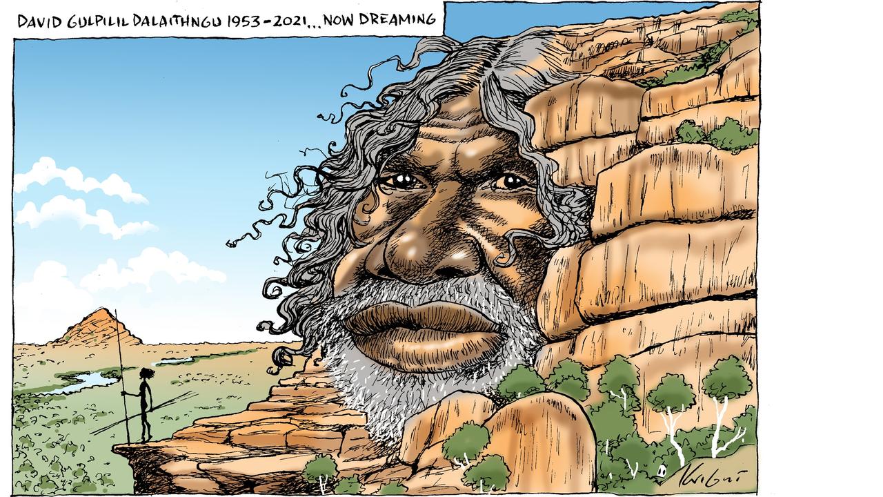 Mark Knight’s tribute to legendary Indigenous actor David Gulpilil Dalaithngu is influenced by aboriginal dreaming.