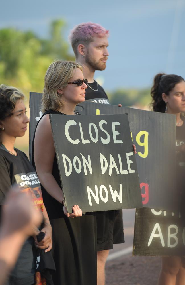 Protesters gather outside the Don Dale Youth Detention Centre. Picture: (A)manda Parkinson