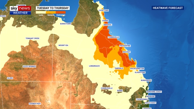 Heatwave forecast from the Bureau of Meteorology. Picture: Supplied