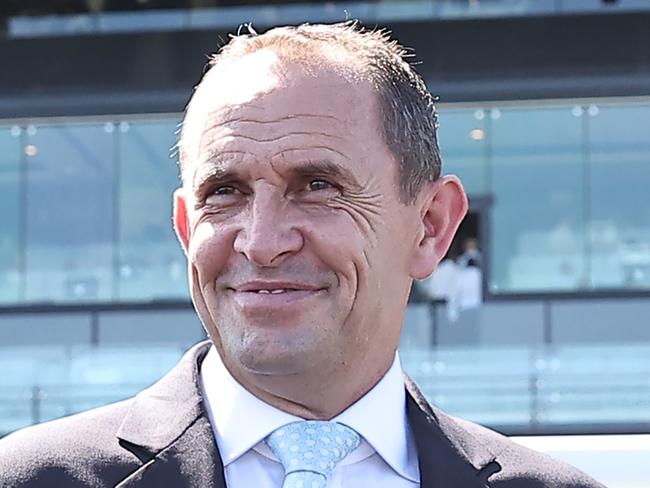 SYDNEY, AUSTRALIA - DECEMBER 14: Trainer Chris Waller celebrates after Tommy Berry riding Saltcoats  Ã¢â¬â¹wins Race 6 Coolmore Spelling @ Mount White during Sydney Racing at Royal Randwick Racecourse on December 14, 2024 in Sydney, Australia. (Photo by Jeremy Ng/Getty Images)