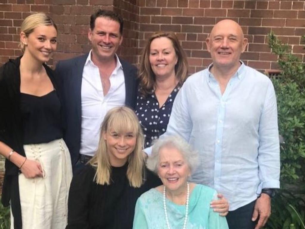 While viewers are turning off, Stefanovic’s wealthy in-laws have embraced him: (back) Jasmine, Karl, Cheryl, Bob, (front) Jade and grandmother Isabel Hollingworth.