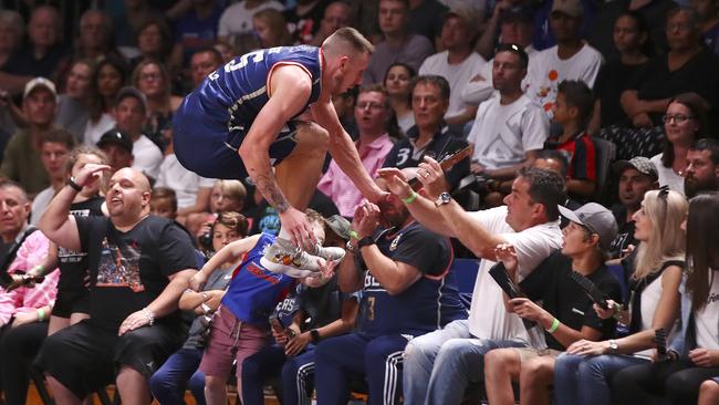 Former 36er Mitch Creek gets up close and personal with fans in 2018. Picture SARAH REED