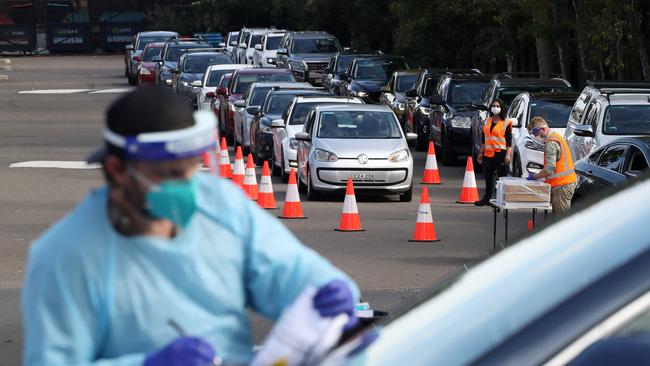 Testing at Rouse Hill on Thursday morning. Picture: NCA NewsWire / David Swift