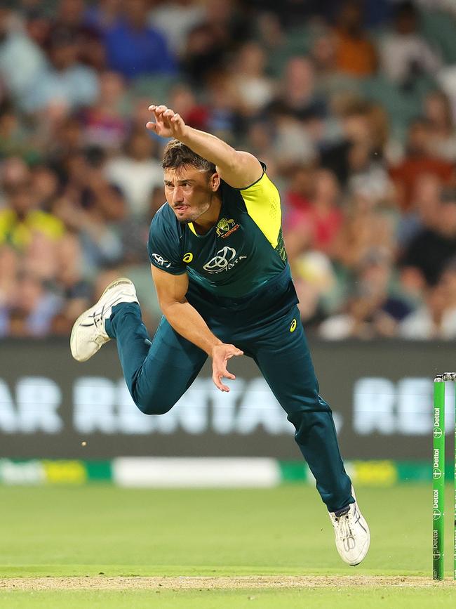 Marcus Stoinis shone with the ball for Australia against the West Indies. Picture: Sarah Reed/Getty Images.