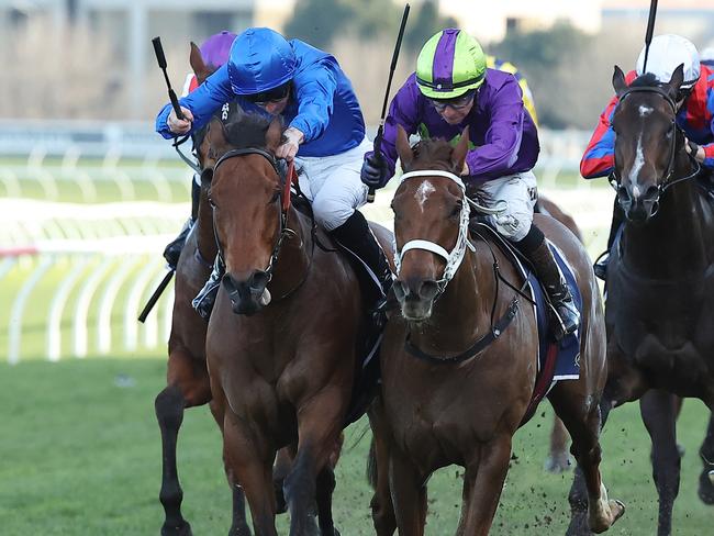 SYDNEY, AUSTRALIA - JULY 27: Kerrin McEvoy riding Invader Zim wins Race 8 ATC Thank You Trainers  during Sydney Racing at Royal Randwick Racecourse on July 27, 2024 in Sydney, Australia. (Photo by Jeremy Ng/Getty Images)