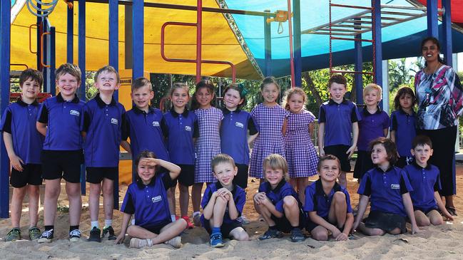 HOWARD SPRINGS PRIMARY SCHOOL: TRANSITION SURISETTI. BACK ROW (L-R): Micah John, Knox Hennessy, Wyatt Mackey, Chase Le Hars, Bonnie Grantham, Indie-Marie Harrison, Molly Suitor, Isla-Dawn Harrison, Saphira Silver, Cale Heath, Matilda Hilser-Ritter, Alina Harrison, Ms Surisetti. FRONT ROW (L-R): Jade Mortensen, Oliver Crawford, Arlo Sluggett, Bentley Grantham, Aliana Fuller, Jett Fawcet
