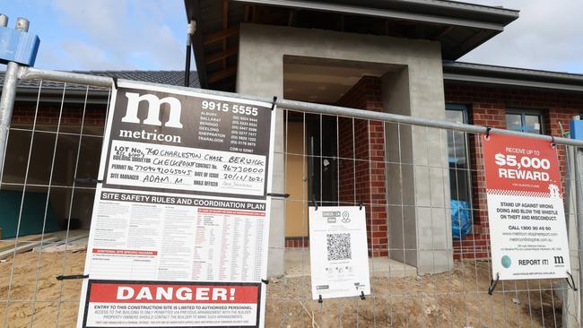 Metricon homes construction in Minta Estate Berwick. A Metricon home under construction. Picture: David Caird