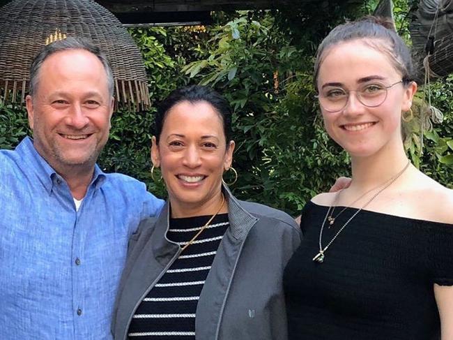 Kamala Harris and Douglas Emhoff married in 2015.Kamala has adopted the name "Momala"Pictured: Cole, Douglas, Kamala and  Ella.