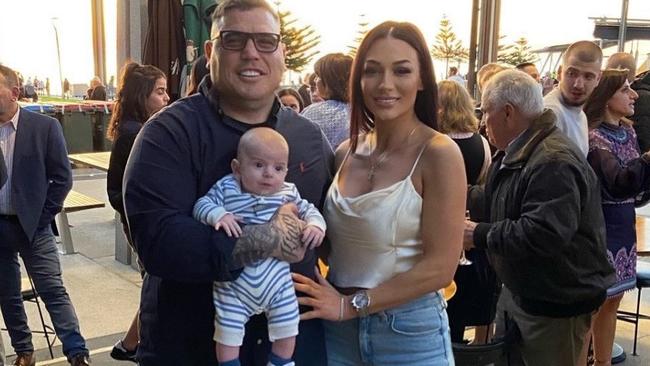 Shane Smith and Donna Baldino with newborn son Roc. Picture: Supplied