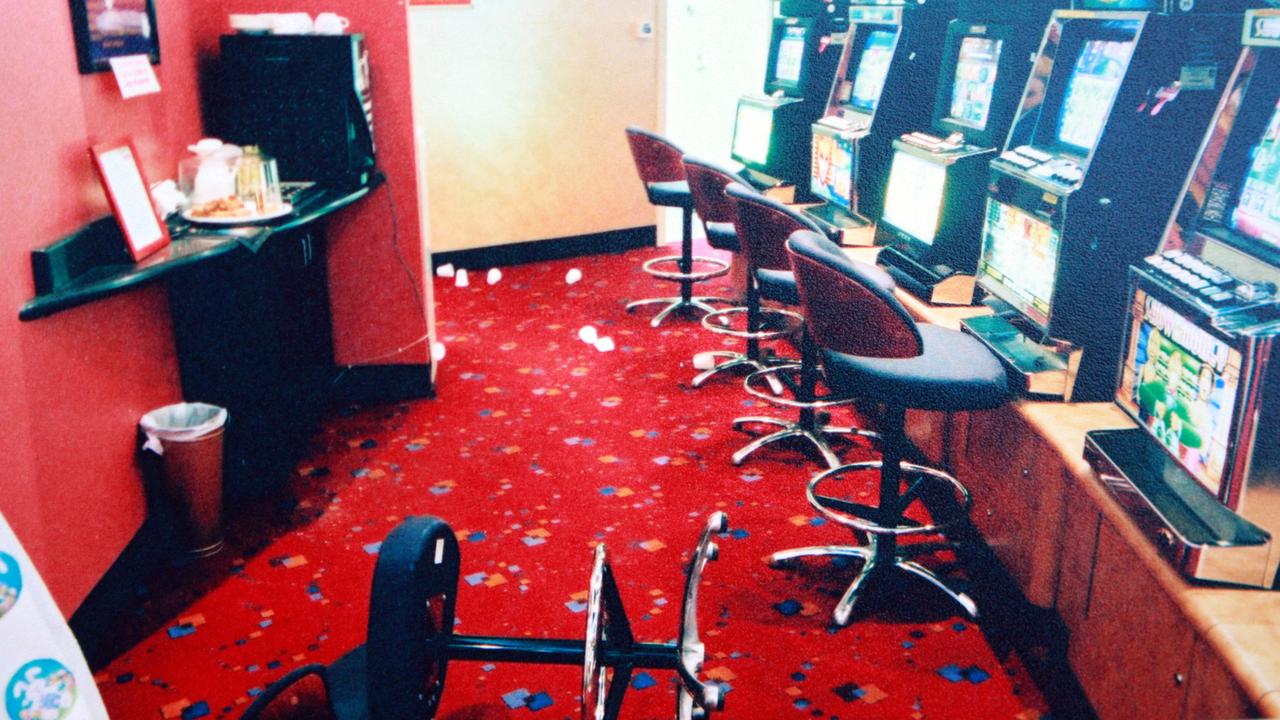 A crime scene photo from the Brunswick Club where Lewis Moran was murdered in 2004. Picture: Craig Borrow