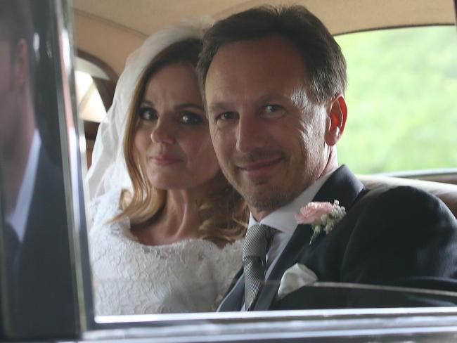 Geri Halliwell and Christian Horner on their wedding day last year. Picture: Sirc/Lawrence/Splash News