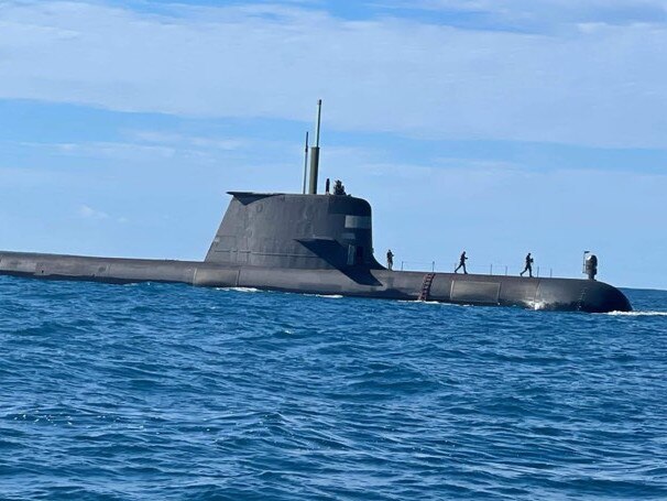 The mysterious submarine was spotted by fishermen off the coast of Rainbow Beach on Wednesday morning. Photo: Greg Pearce.