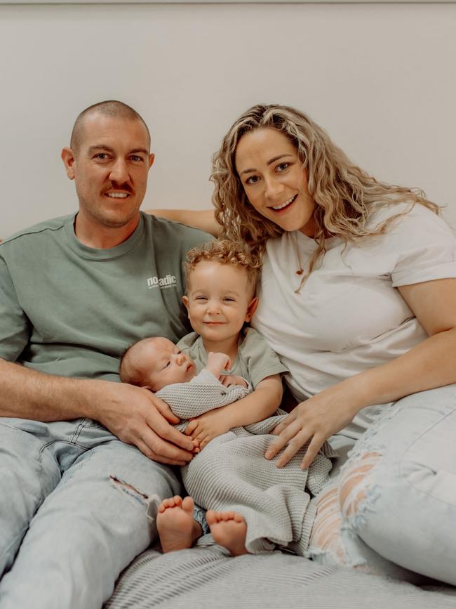 Nikita Ryan with her husband Ben and sons Ollie, nine months, and Josh, 2. Picture: Supplied