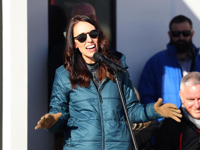 CARDRONA, NEW ZEALAND - JUNE 26: Prime Minister Jacinda Ardern speaks during a Mihi Whakatau, formal speech of welcome, during a visit to Cardrona Alpine Resort on June 26, 2020 in Cardrona, New Zealand. Queenstown's ski season is officially open with resorts open to the public from today. With international borders still closed due to the COVID-19 pandemic, local businesses and operators are hoping domestic tourists will travel to the region now that coronavirus restrictions have lifted across New Zealand. Overseas tourists, particularly Australians, usually make up about 40 percent of visitors to Queenstown's ski resorts. (Photo by Hannah Peters/Getty Images)