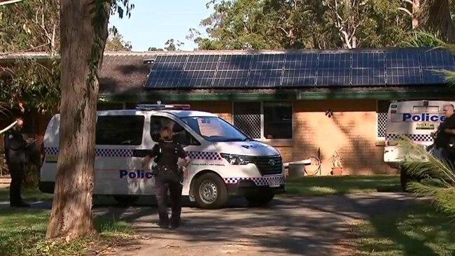 Police outside the Sheldon home where a woman was the victim of a terrifying home invasion. Picture: 7 News