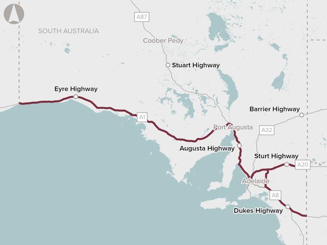 One of the possible routes a greater Adelaide freight bypass could take. Picture: Dept of Transport