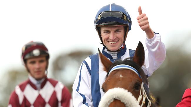 Jockey Joshua Parr on Amelie's Star after winning the Dilmah Tea Colin Stephen Quality race.