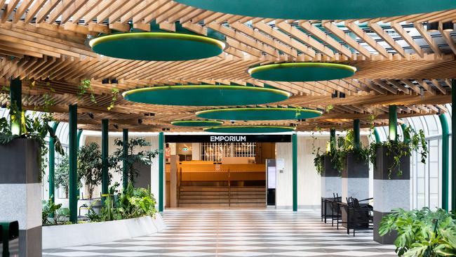 The empty walkway connecting the Emporium and Melbourne Central. Picture: Getty