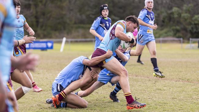 One of Keebra Park’s metre eaters forcing his way ahead.