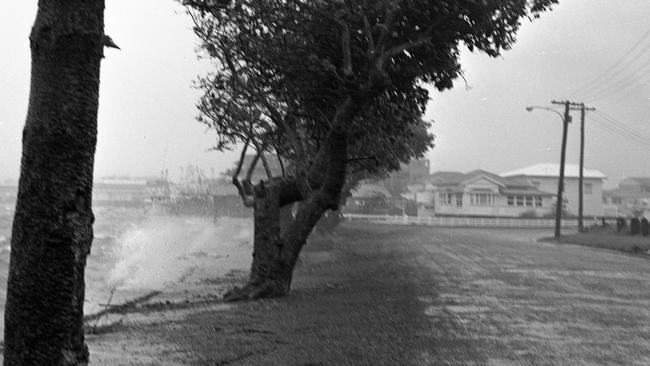 Gale force winds and rough seas pounding the foreshore at Bulcock Beach, Caloundra, March 1974