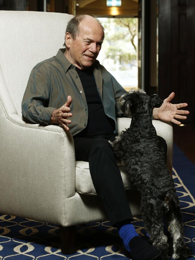 Glenn with dog Bella in Double Bay. Picture: John Appleyard