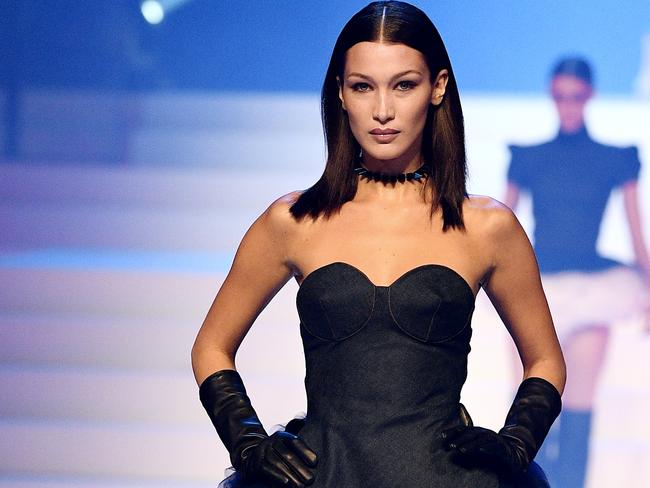 She was one of the supermodel drawcards of the French designer’s final-ever couture show. Picture: AFP