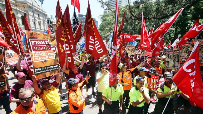 The ACTU’s national Rally outside Queensland’s Old Parliament House.