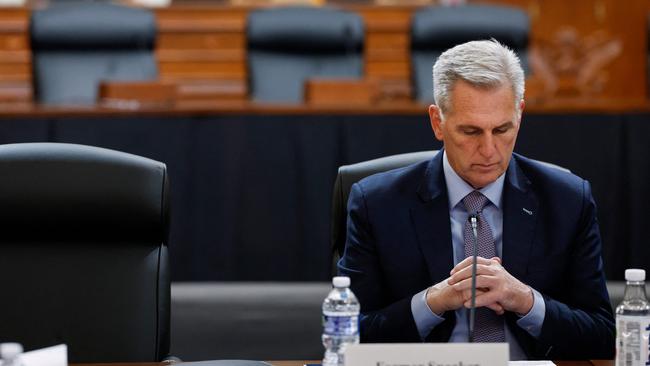 As House speaker earlier this year, Kevin McCarthy resisted a vote to authorise impeachment proceedings amid reluctance from Republicans in swing districts. Picture: AFP