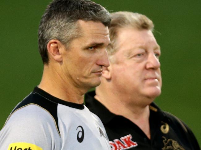 Panther's coach  Ivan Cleary and Phil Gould during the Penrith Panthers training session at Pepper Stadium,Penrith .Picture Gregg Porteous