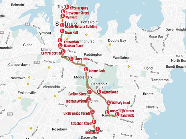 Sydney CBD and South East Light Rail map. Source: Transport for NSW