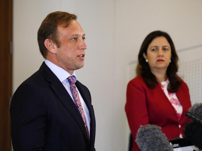 Deputy Premier Steven Miles with Premier Annastacia Palaszczuk. Picture: NCA NewsWire/Tertius Pickard