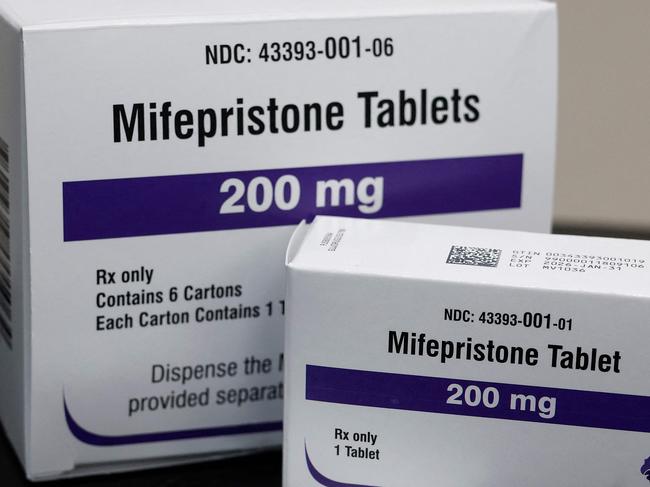 ROCKVILLE, MARYLAND - APRIL 13: In this photo illustration, packages of Mifepristone tablets are displayed at a family planning clinic on April 13, 2023 in Rockville, Maryland. A Massachusetts appeals court temporarily blocked a Texas-based federal judgeâs ruling that suspended the FDAâs approval of the abortion drug Mifepristone, which is part of a two-drug regimen to induce an abortion in the first trimester of pregnancy in combination with the drug Misoprostol. (Photo illustration by Anna Moneymaker/Getty Images) (Photo by Anna Moneymaker / GETTY IMAGES NORTH AMERICA / Getty Images via AFP)