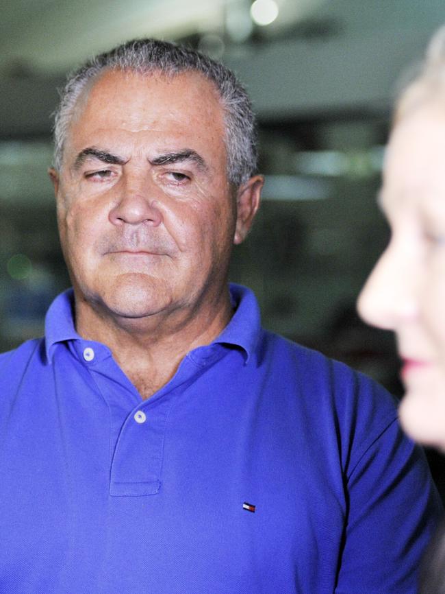 NT Labor Party member Gerry McCarthy listening to Delia Lawrie speak. Picture: Elise Derwin