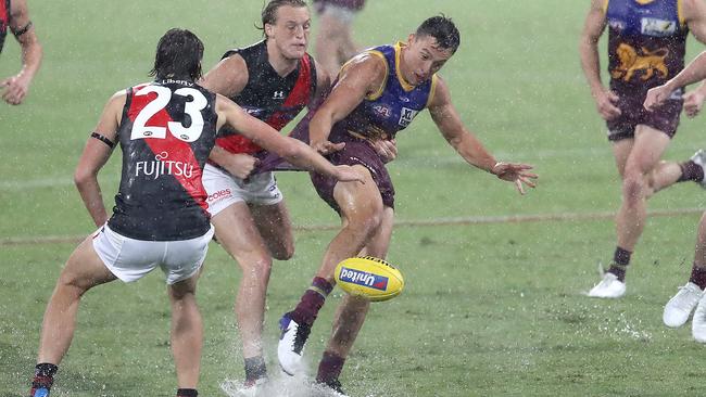 There was no escaping the rain in the first half. Picture: Jono Searle/AFL Photos/Getty Images