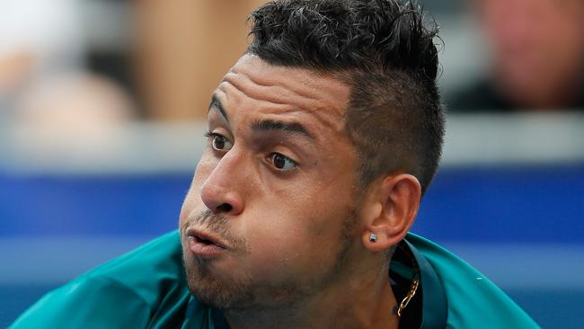 Nivck Kyrgios is out of the first round again, after claiming the last tournament he played in. Picture: Getty Images/AFP
