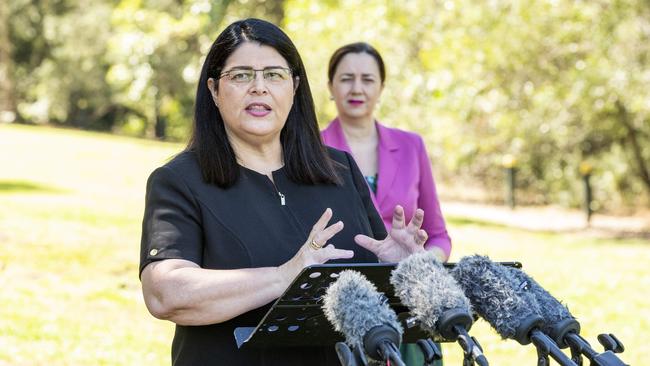 Minister for Education Grace Grace with Premier Annastacia Palaszczuk. Picture: Richard Walker