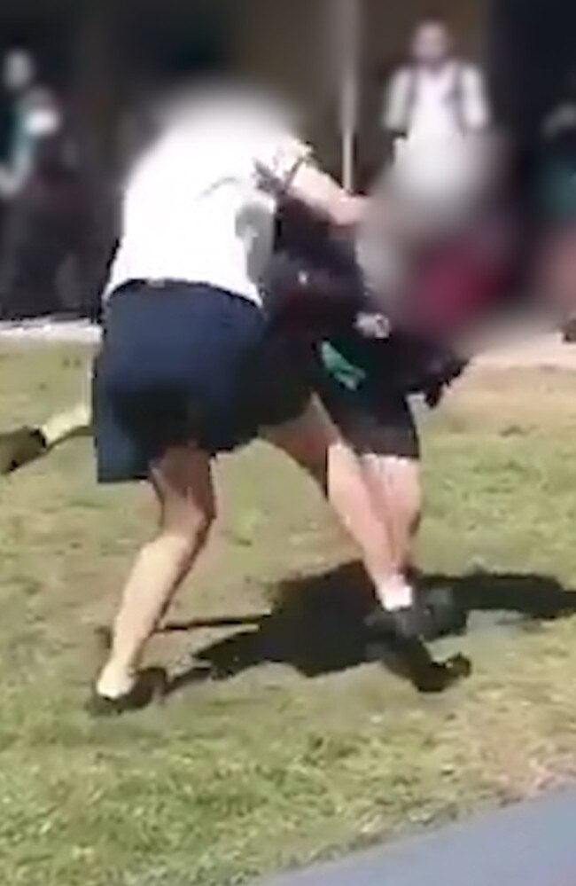 Screen grabs from schoolyard fight caught on video.