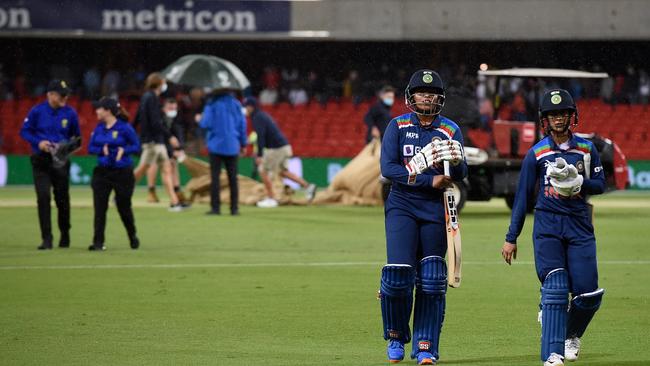 Rain shortened the Indian innings. Picture: Getty Images