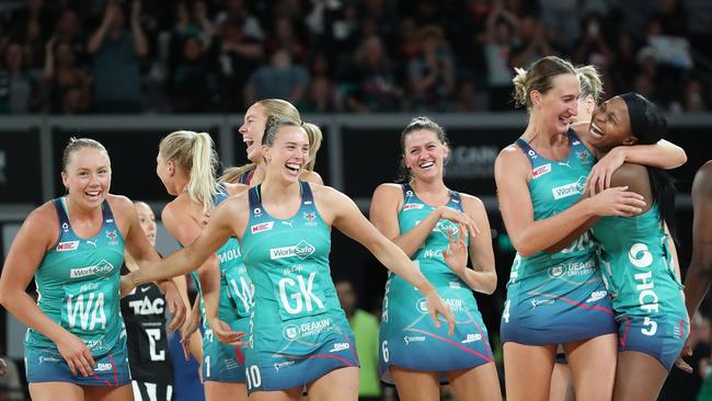 The Vixens celebrated their win hard. (Photo by Kelly Defina/Getty Images)