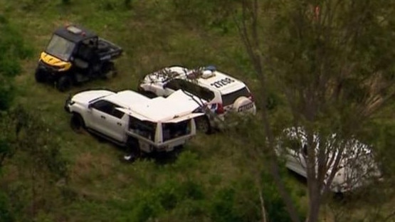 Investigations are underway after the discovery of human remains on a regional property at Booubyjan, about 100km west of Gympie. Picture: Channel 7