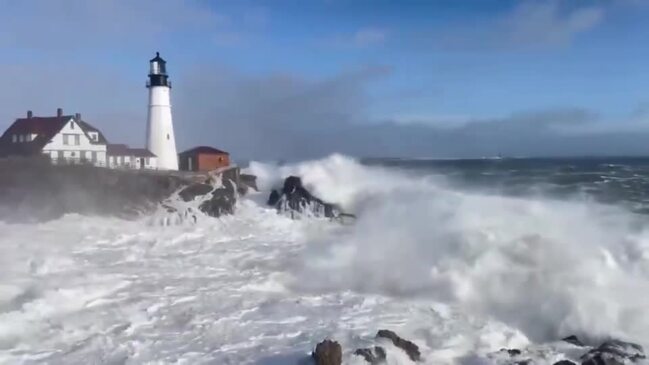 Powerful Waves Cause Damage at Historic Lighthouse in Maine