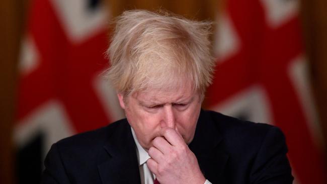 Britain's Prime Minister Boris Johnson speaks during a news conference in response to the ongoing situation with the coronavirus. Picture: AFP