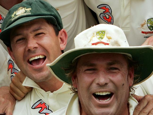 Ricky Ponting and Shane Warne in 2006. Warne was Sachin Tendulkar’s arch nemesis but Indians still respected the challenge he brought their hero. Ponting was the dastardly villain. Picture: Hamish Blair/Getty Images