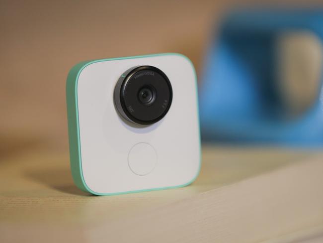 The new Google Clips wireless camera is seen at a product launch event this morning. Picture: Elijah Nouvelage