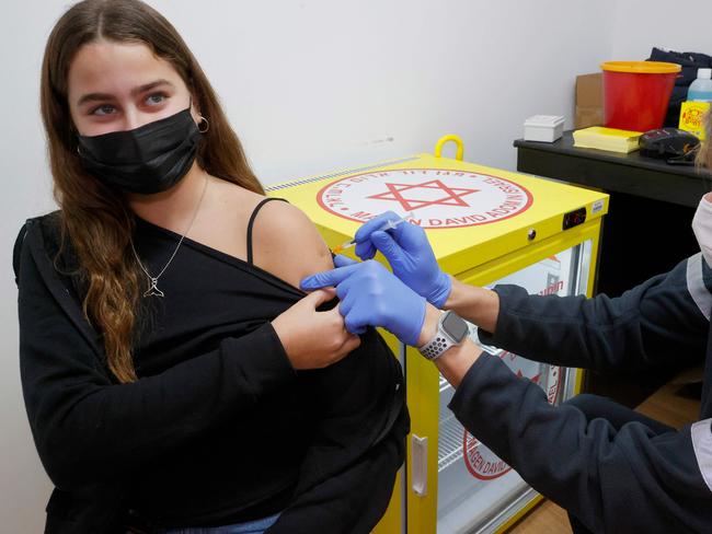 Israelis over the age of 60 and medical teams are receiving a fourth Covid vaccination as the Jewish state struggles to contain the spread of the Omicron variant. Picture: AFP