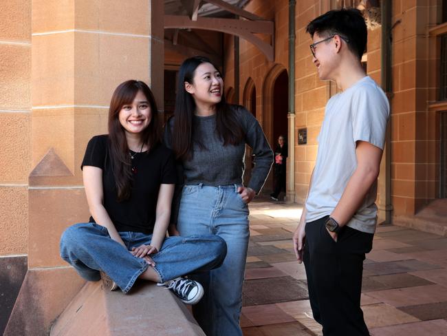 International University of Sydney students (L-R) Malaysian Leesa Zulkefli (25), Taiwanese Alina Lin (27) and Singaporean Natsaran And (26). The Albanese government will reform its visa requirement so international students will not be penalised for revealing that they want to migrate to Australia. Jane Dempster/The AustralianThe Albanese government will reform its visa requirement so international students will not be penalised for revealing that they want to migrate to Australia. Jane Dempster/The Australian