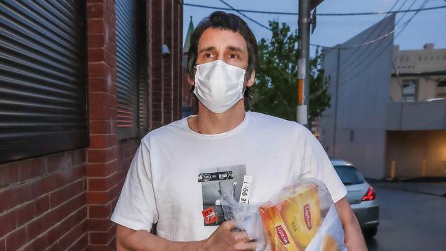 Richard Pusey arrives at his Fitzroy house after being released from prison.Pusey was pulled over by police on the Eastern freeway 6 months ago for speeding.A truck then slammed into four police officers on the scene killing them as Pusey then fled the scene. Picture : Ian Currie