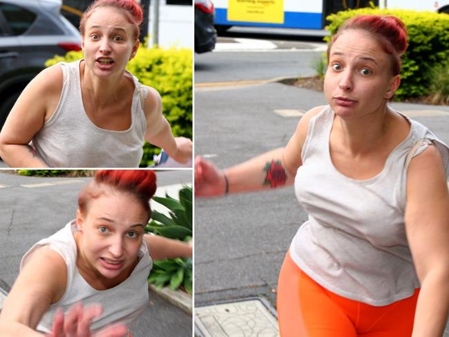 Crystal Marie Sawyer in a confrontation with a photographer. Photo: David Clark