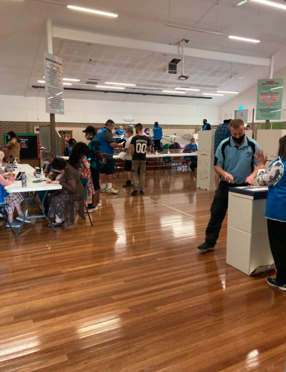 There were a number of people at Bradbury Public School, all of whom moved quickly through the polling booths.